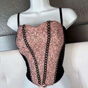 Frederick's of Hollywood Black Bustier size large black and pink